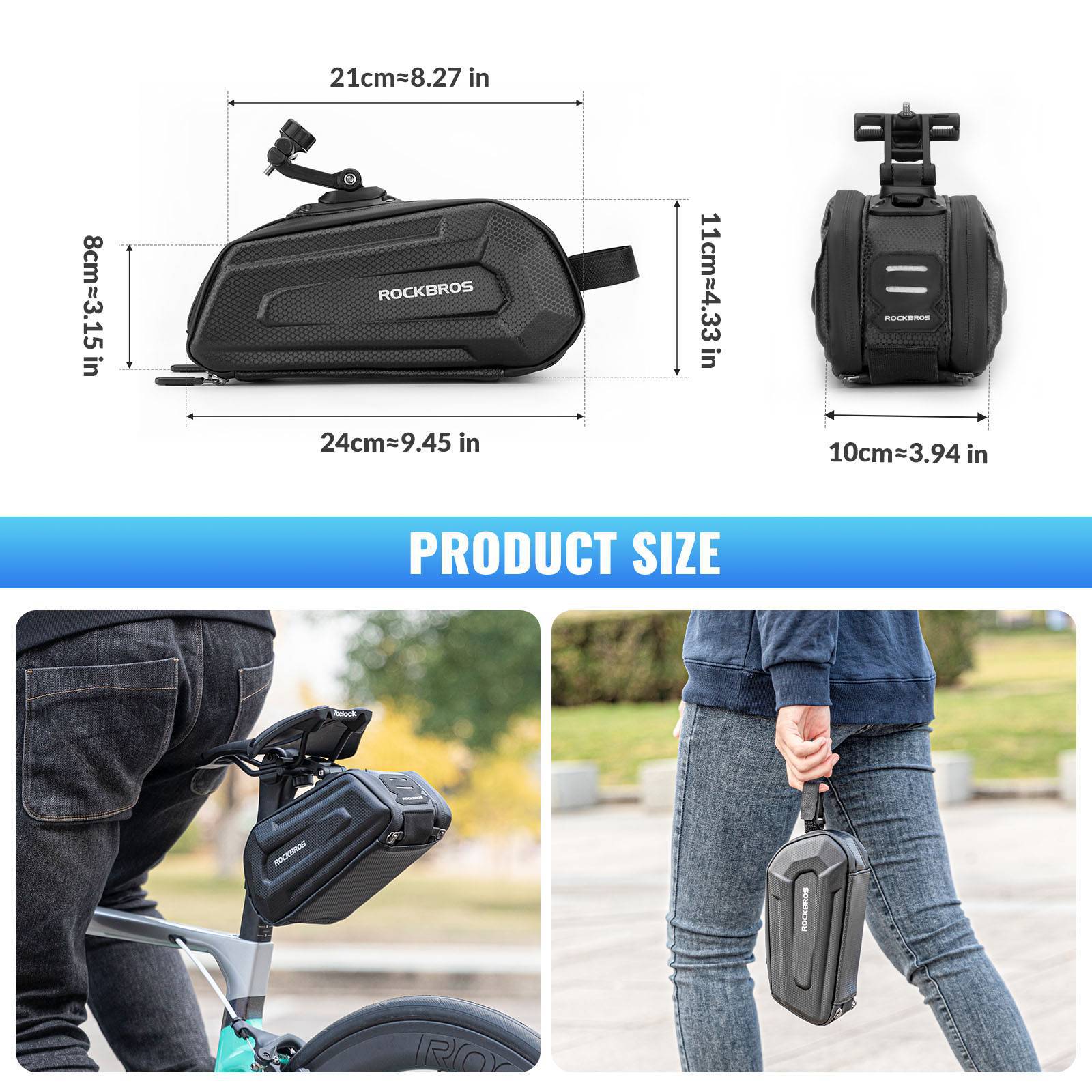 ROCKBROS 3D Hard Shell Fahrrad Satteltasche mit Schnellverschluss 1,8L - Image 6