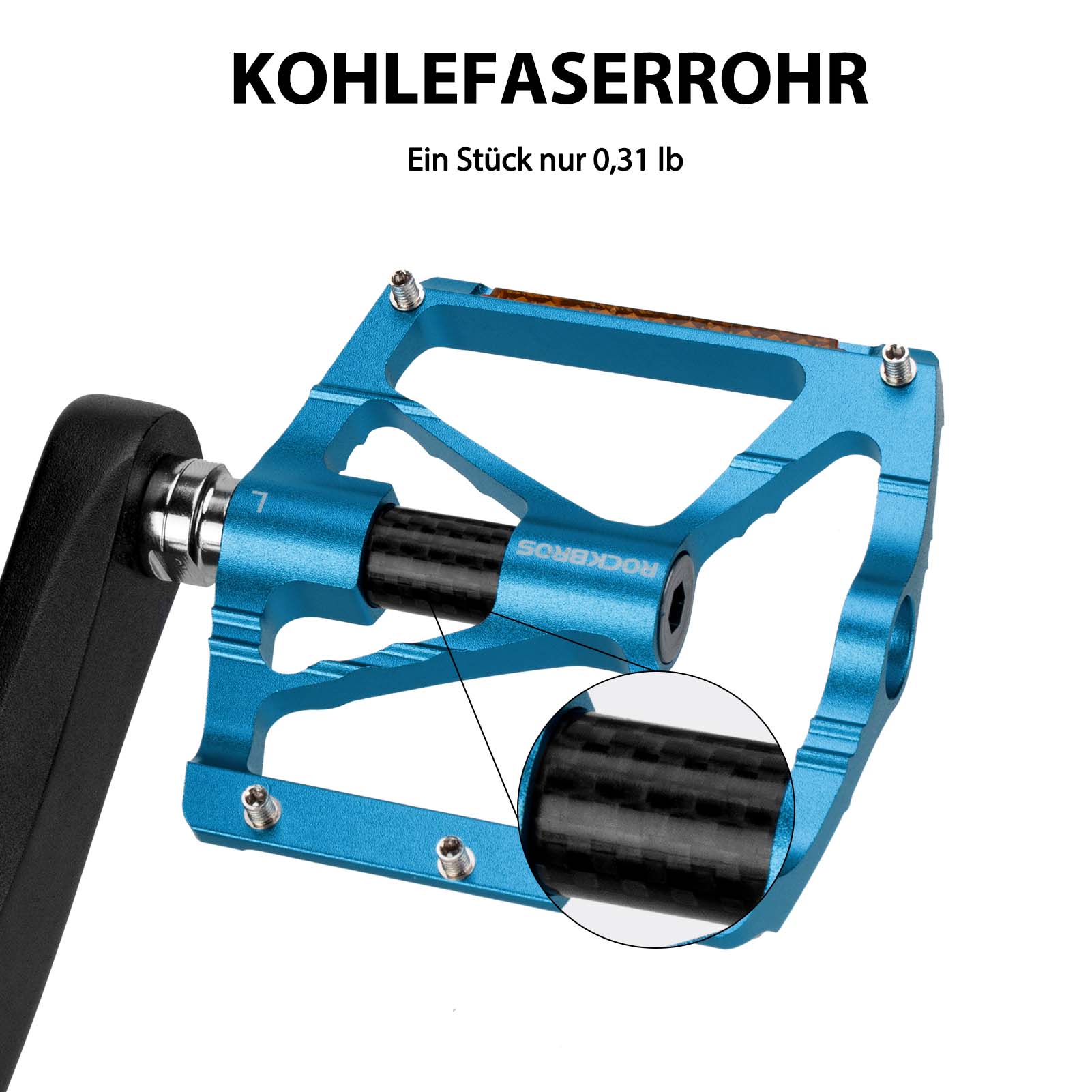 ROCKBROS Alu Fahrradpedale 9/16 Zoll mit zwei PVC Reflektoren - Image 3