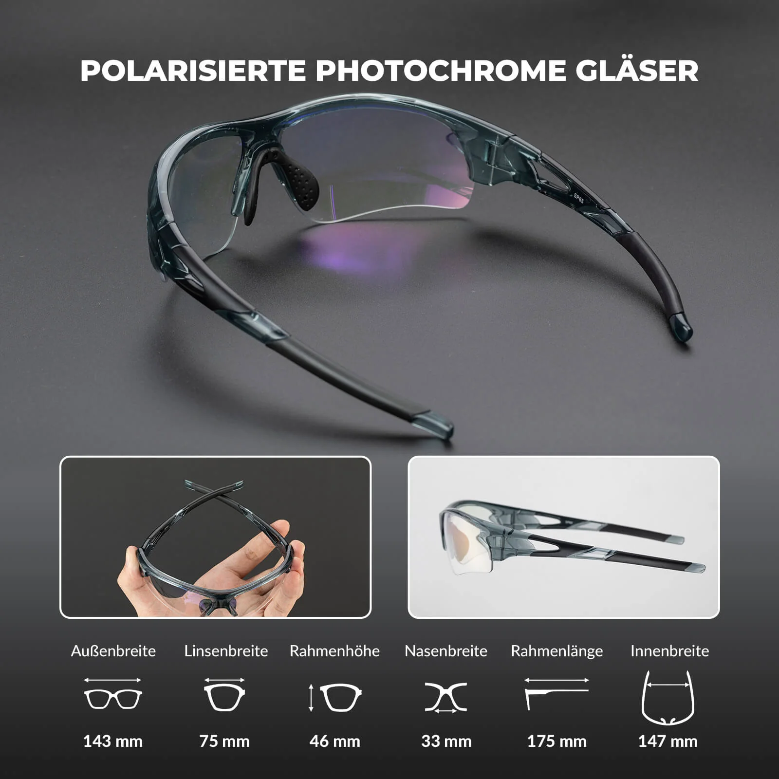 ROCKBROS Fahrradbrille Photochromatisch für Damen und Herren - Image 4