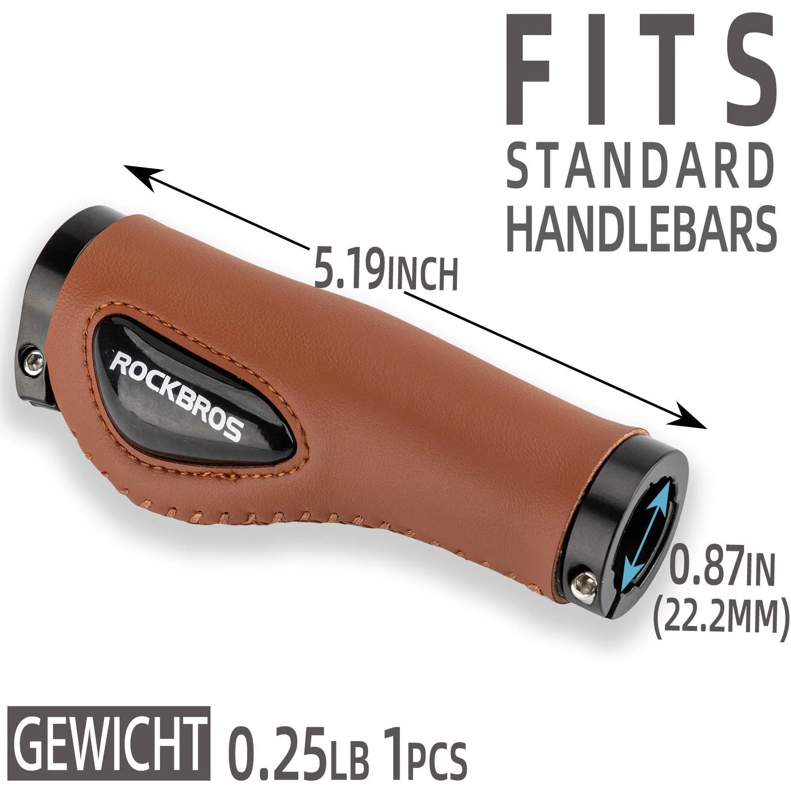 ROCKBROS Fahrradgriffe Ledergriffe für Lenker mit 22,2 mm Durchmesser - Image 24