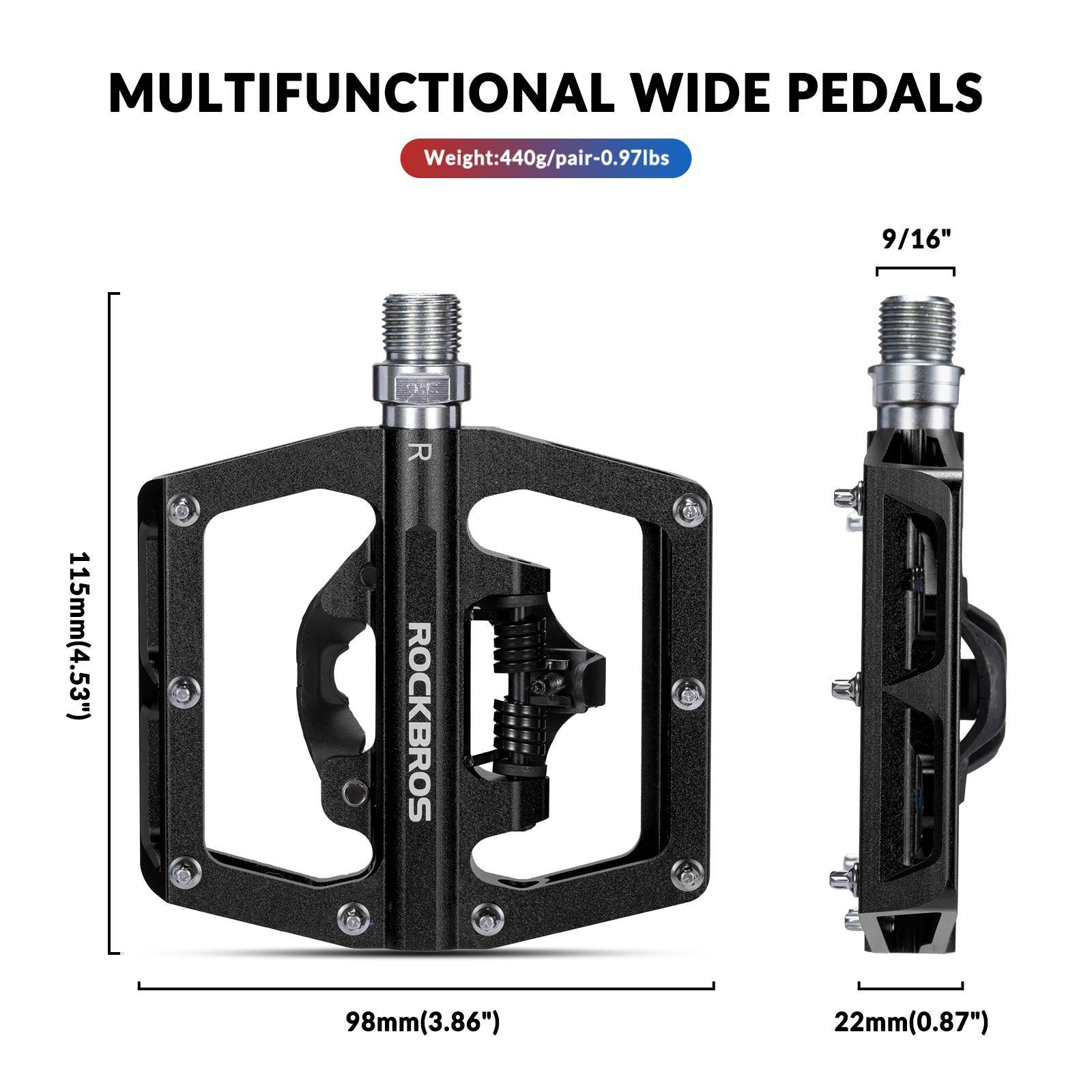 ROCKBROS Fahrradpedale Alu 2 in 1 SPD Pedale für MTB Rennrad Stadtrad - Image 18