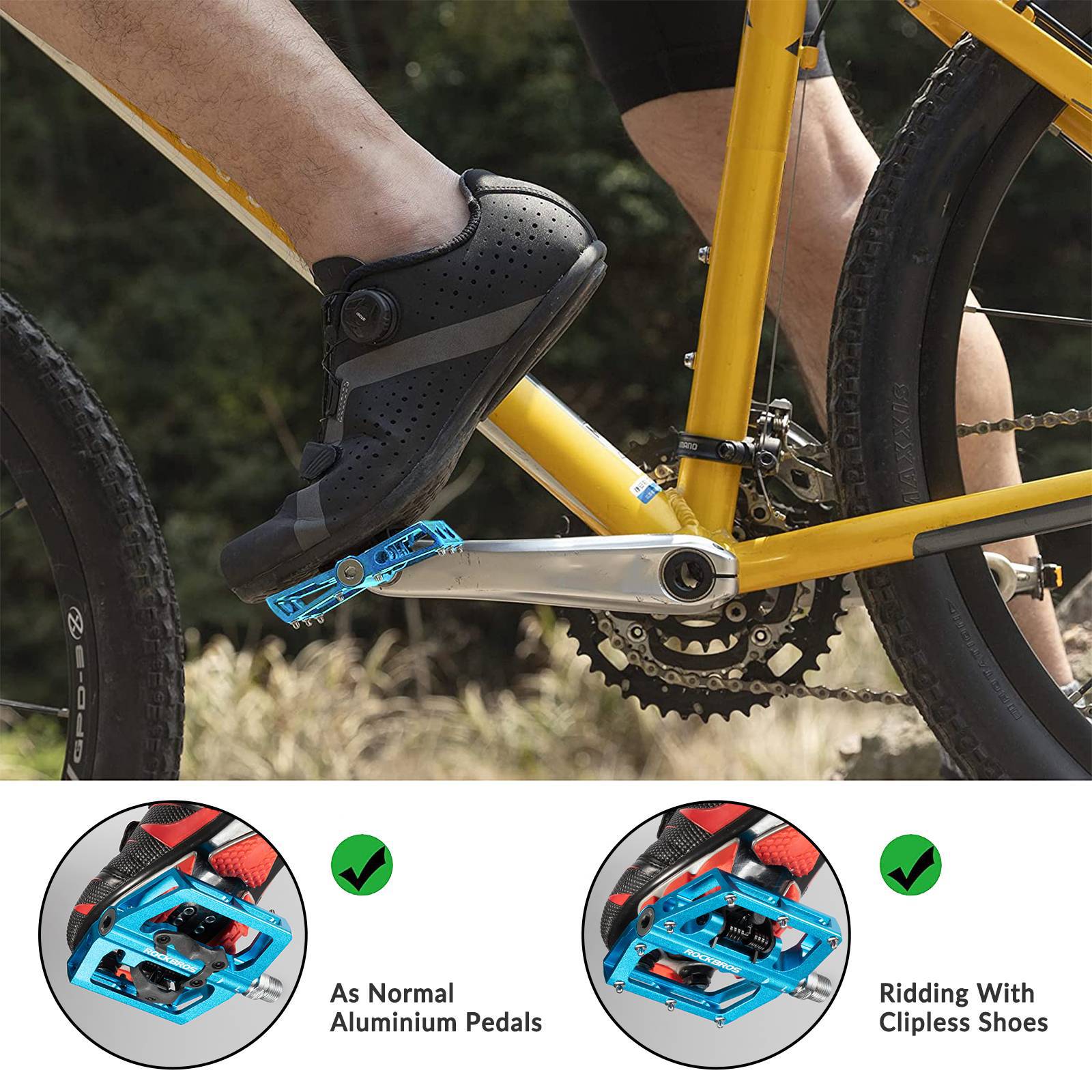 ROCKBROS Fahrradpedale Alu 2 in 1 SPD Pedale für MTB Rennrad Stadtrad - Image 5