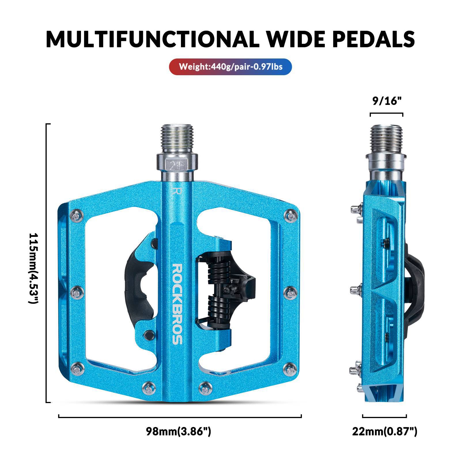ROCKBROS Fahrradpedale Alu 2 in 1 SPD Pedale für MTB Rennrad Stadtrad - Image 6
