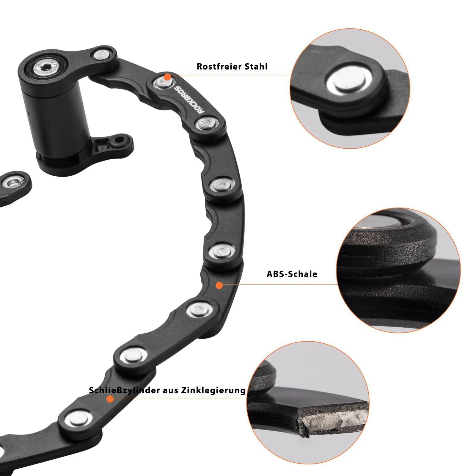 ROCKBROS Fahrradschloss Faltschloss 70 cm Lang Schwarz - Image 13