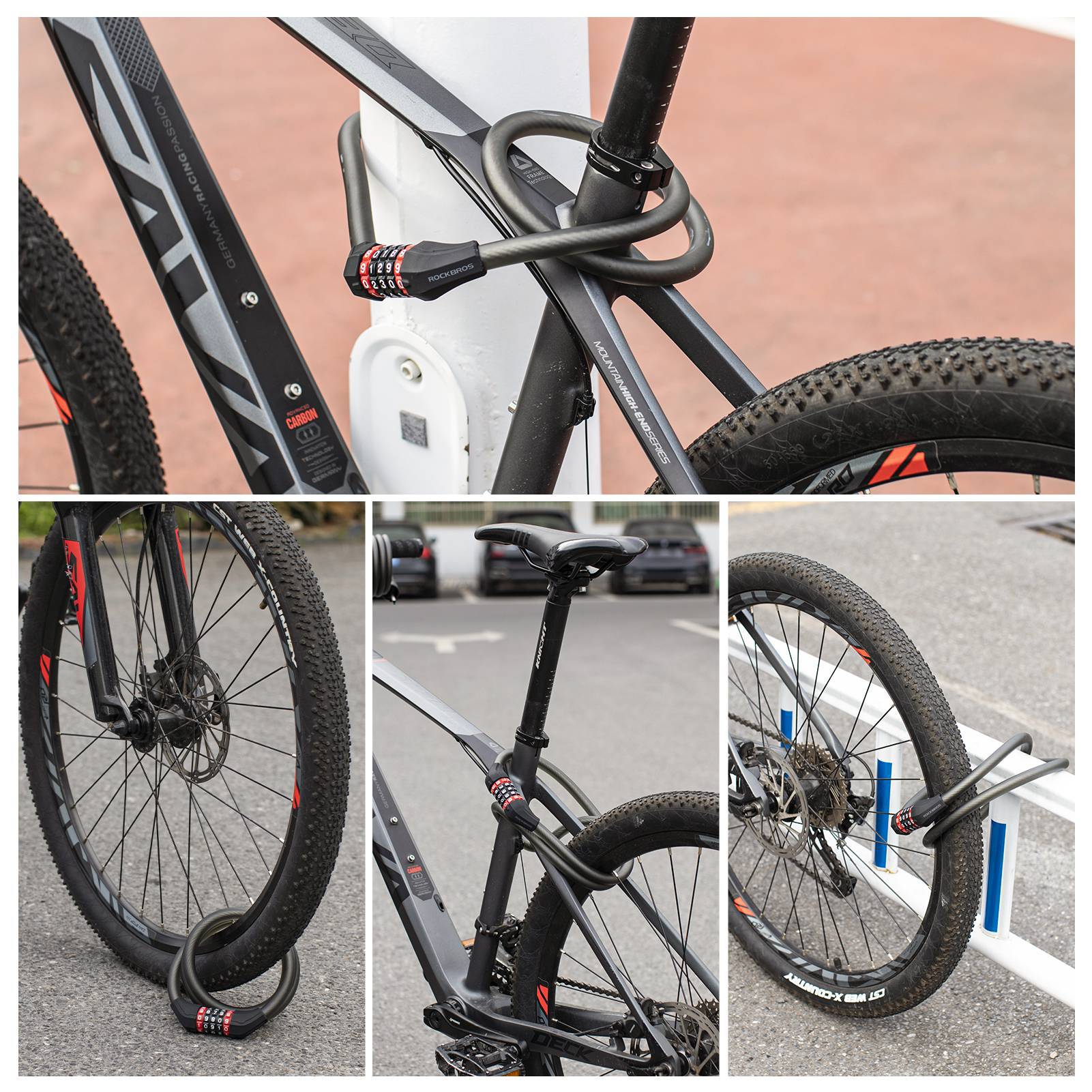 ROCKBROS Fahrradschloss mit 5-stelligem Zahlencode aus PVC und Stahl - Image 7