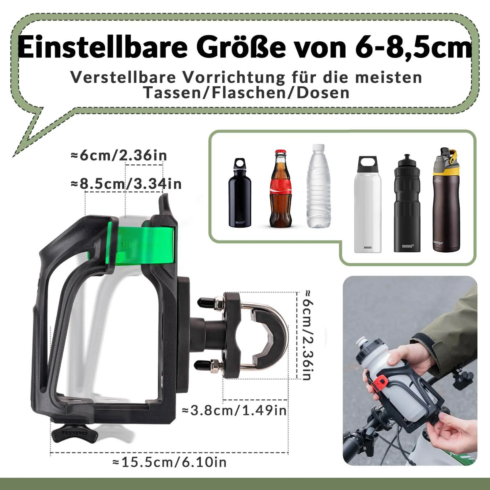 ROCKBROS Flaschenhalter Einstellbar Fahrrad Getränkehalter 360° Drehbar - Image 4