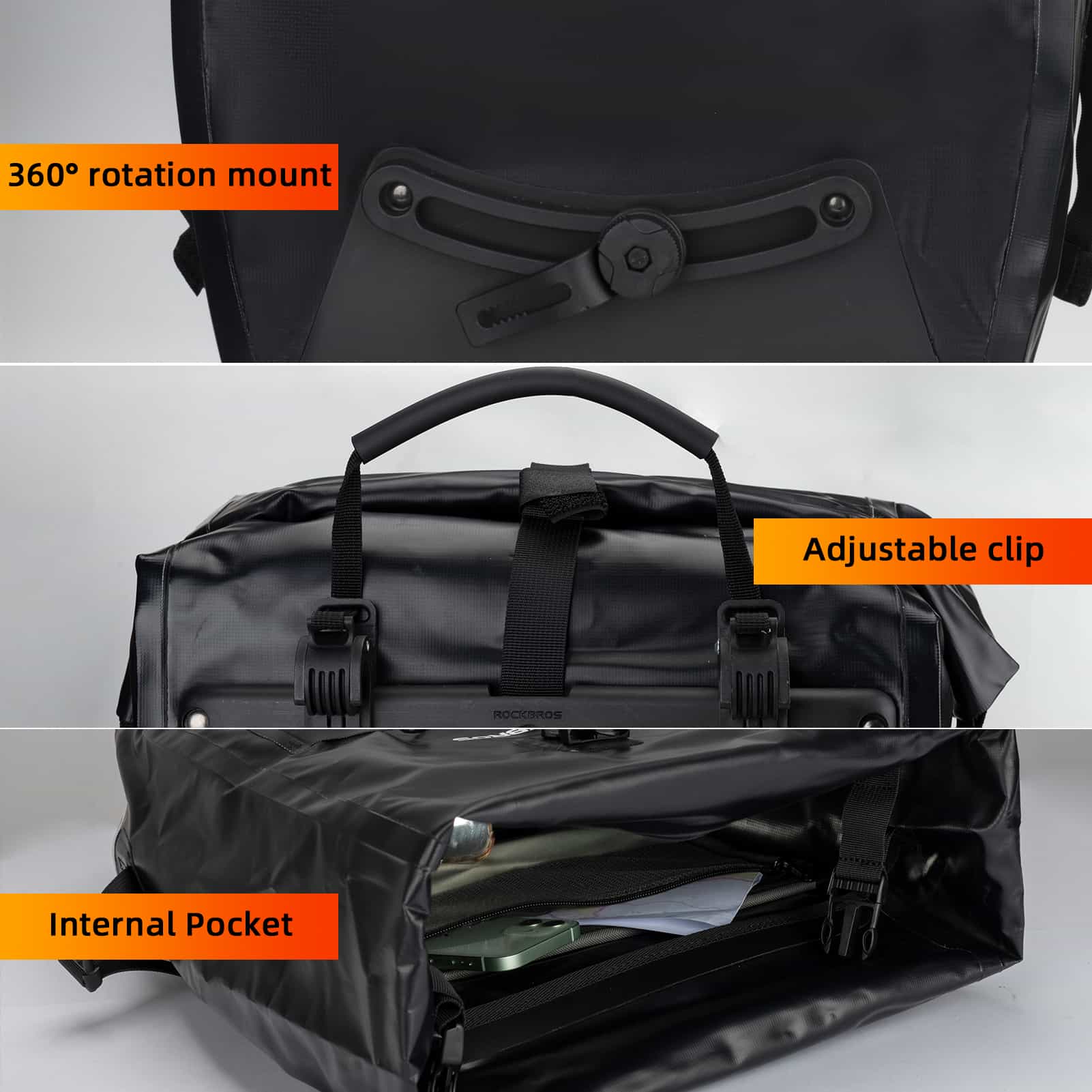 ROCKBROS Gepäckträgertasche 25L-32L 100 % wasserdicht mit Tragegriff - Image 26