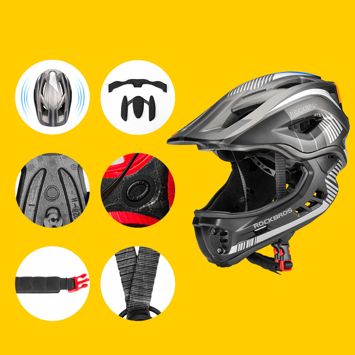 ROCKBROS Kinder helm Integriert Fahrradhelm mit Abnehmbarem Kinnschutz - Image 18