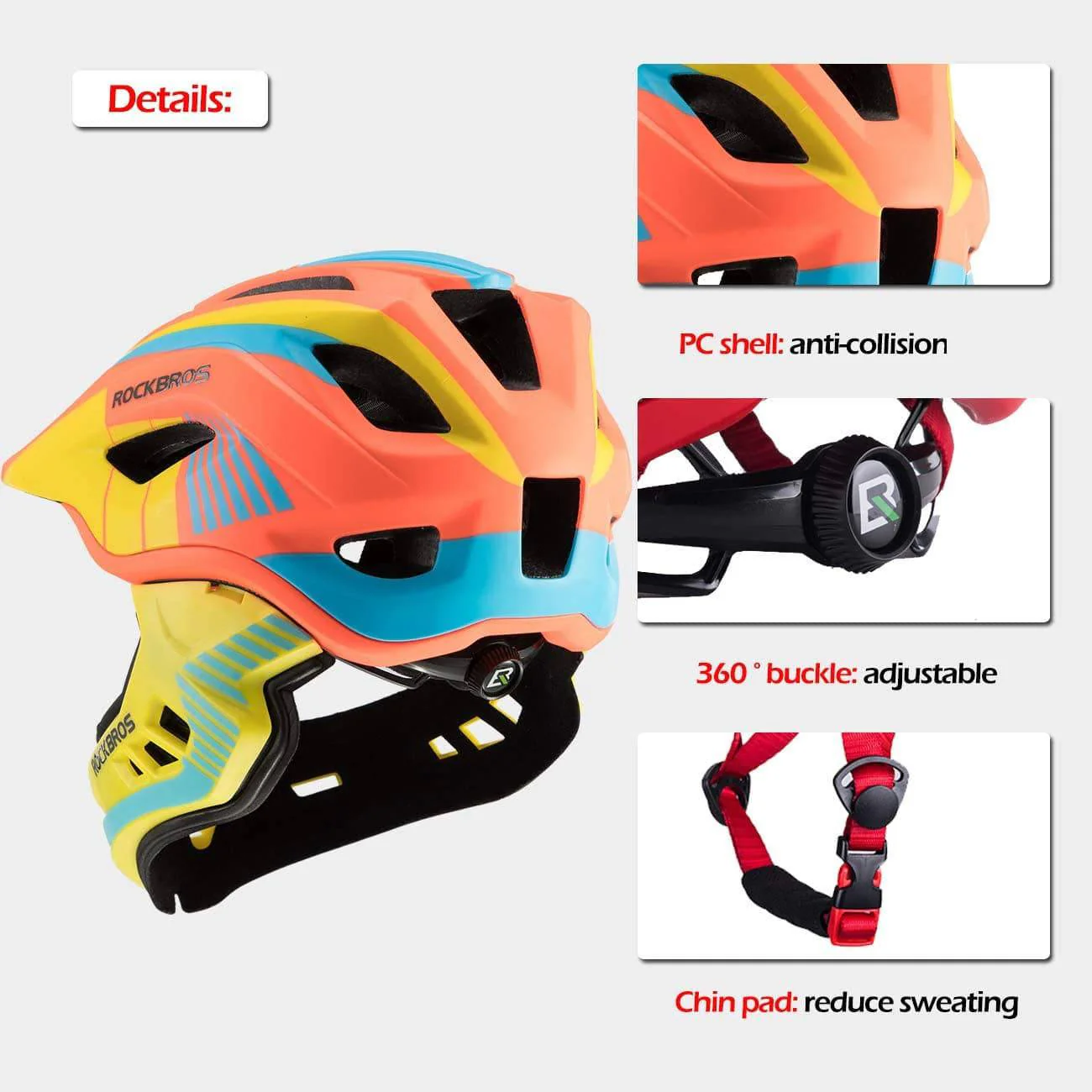 ROCKBROS Kinder helm Integriert Fahrradhelm mit Abnehmbarem Kinnschutz - Image 29