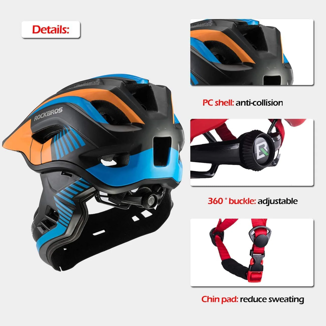 ROCKBROS Kinder helm Integriert Fahrradhelm mit Abnehmbarem Kinnschutz - Image 31