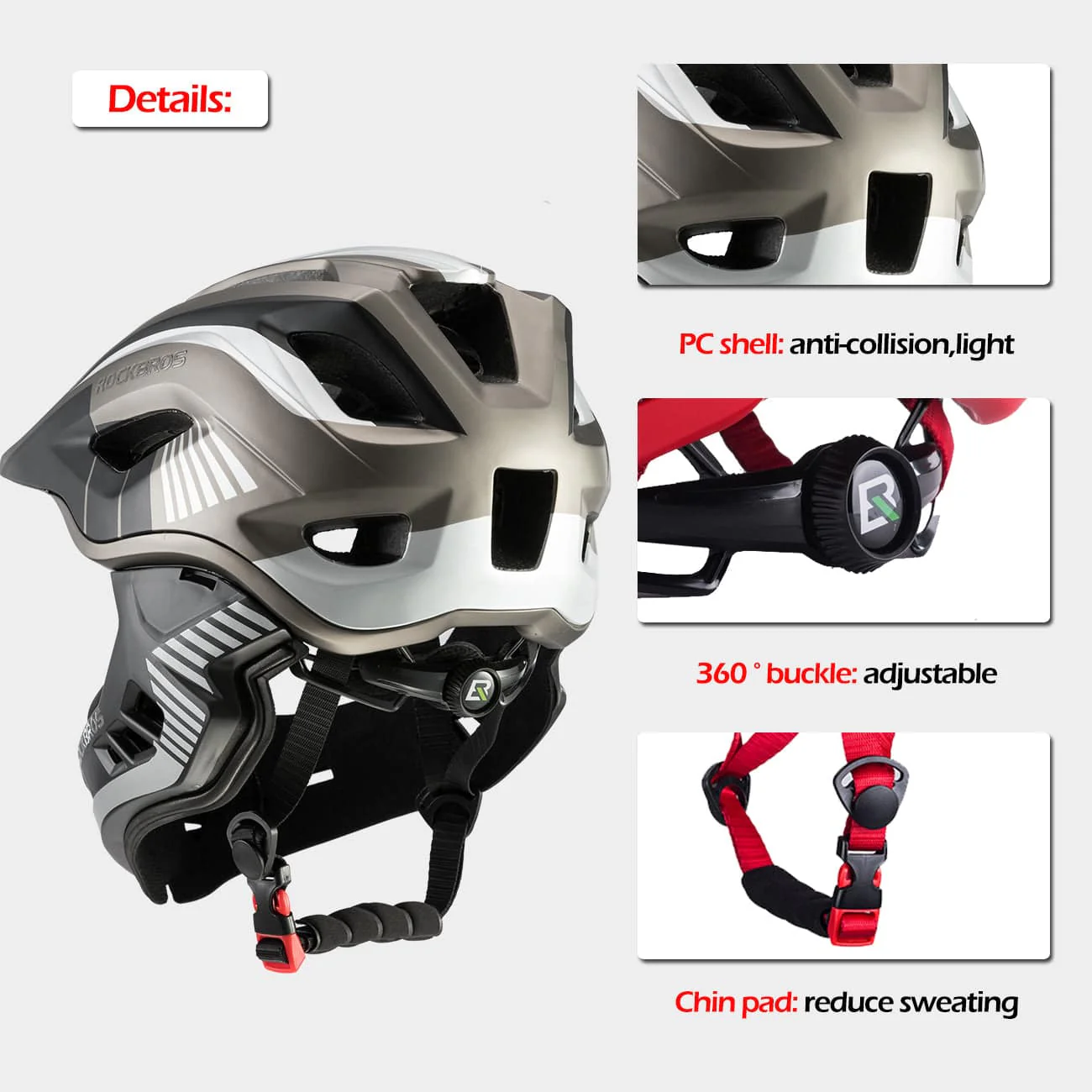 ROCKBROS Kinder helm Integriert Fahrradhelm mit Abnehmbarem Kinnschutz - Image 32