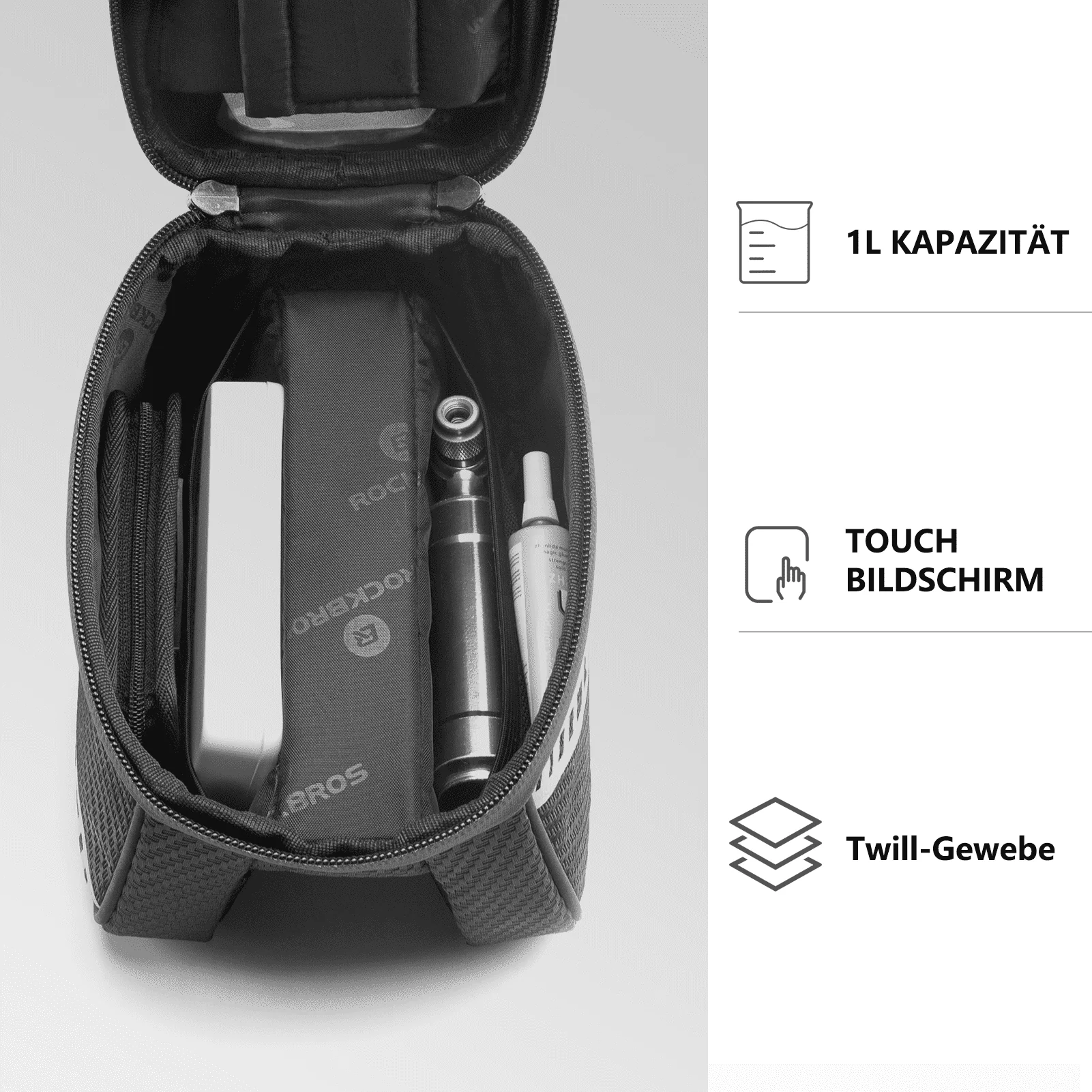 ROCKBROS  Oberrohrtasche mit TPU-Touchscreen Seitentaschen-Design 1L - Image 6