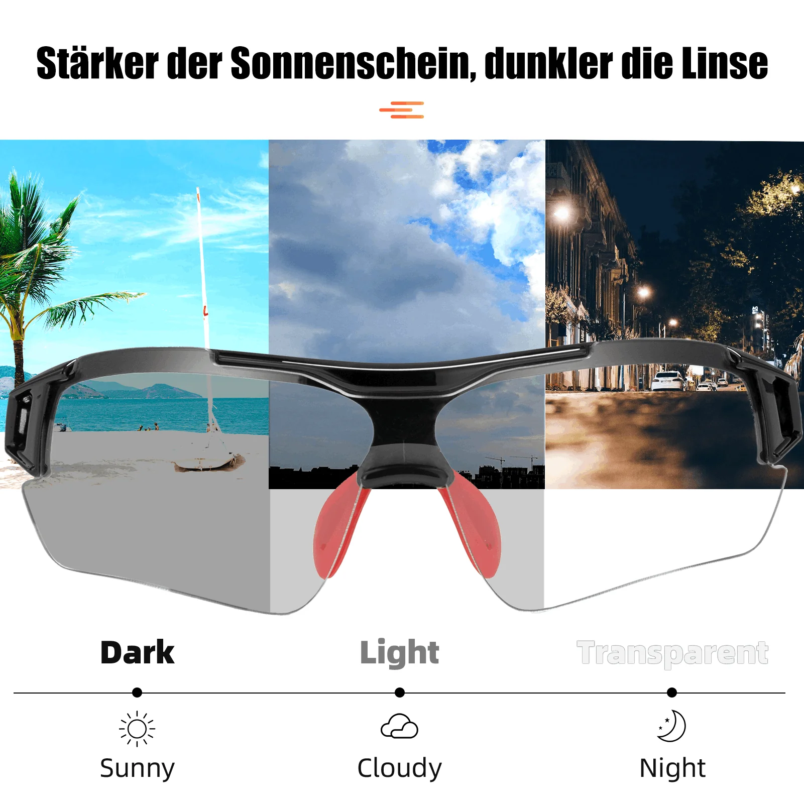ROCKBROS Radbrille Sonnenbrille Halbrahmen Photochromatische Brille - Image 13