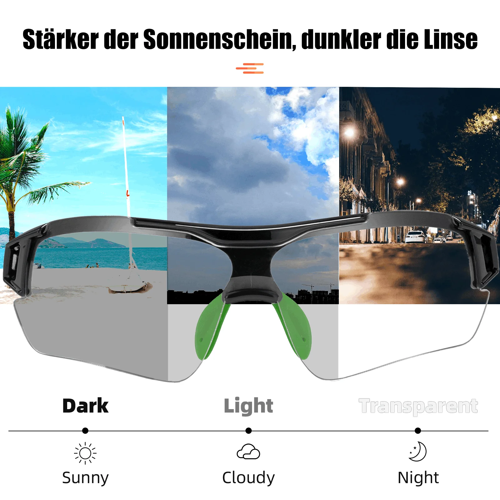 ROCKBROS Radbrille Sonnenbrille Halbrahmen Photochromatische Brille - Image 18