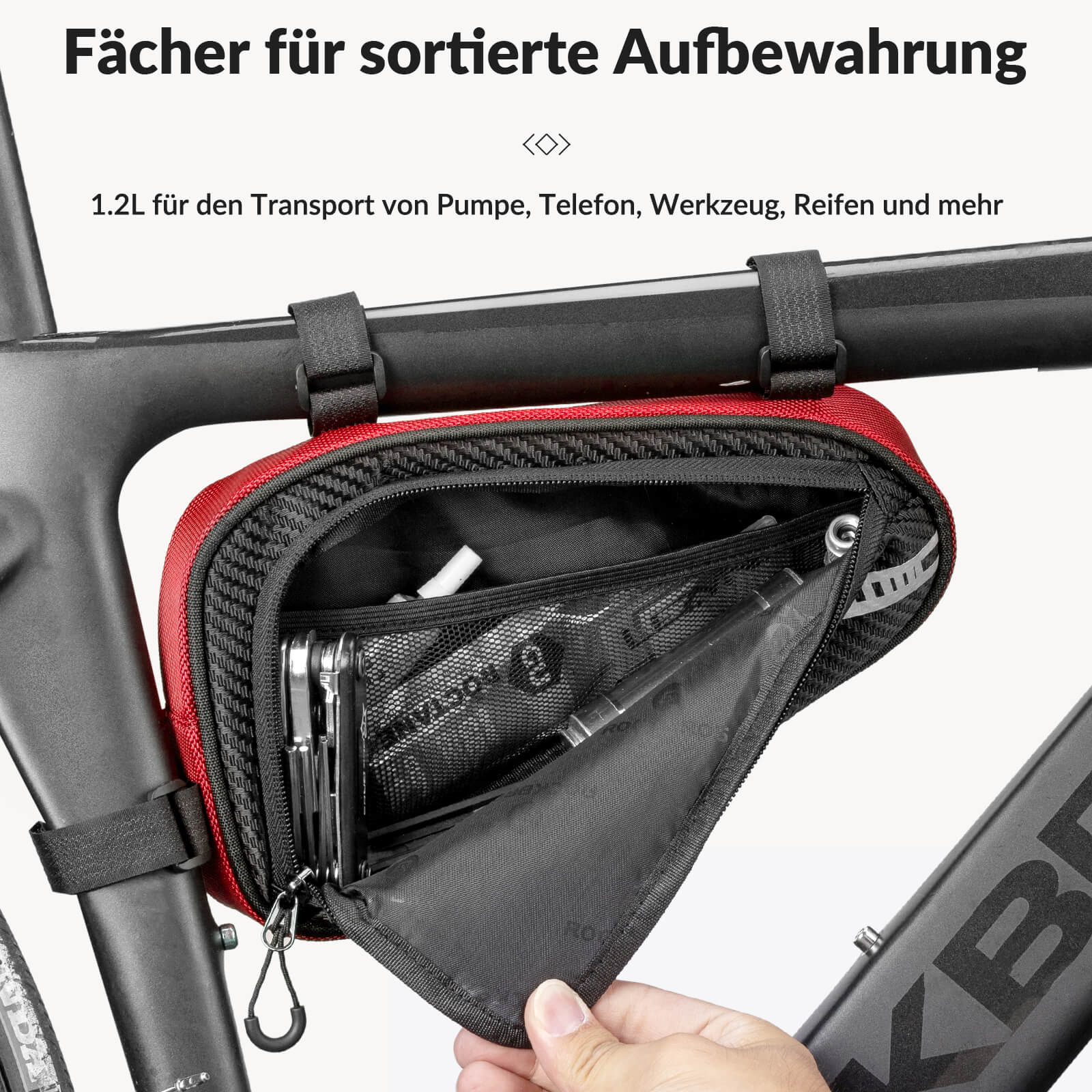 ROCKBROS Rahmentasche wasserdicht Dreieckstasche für MTB & Rennräder 1,2L - Image 14