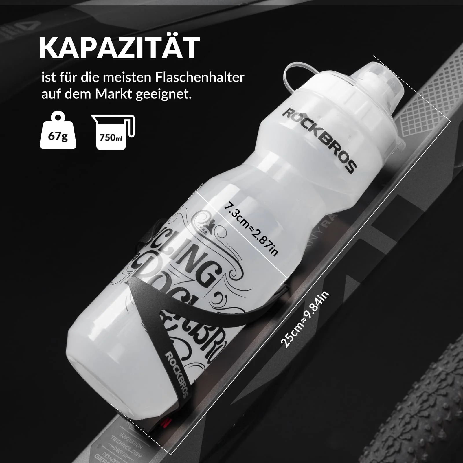 ROCKBROS Sport Trinkflasche 750ml Fahrrad Wasserflasche BPA-Frei - Image 11
