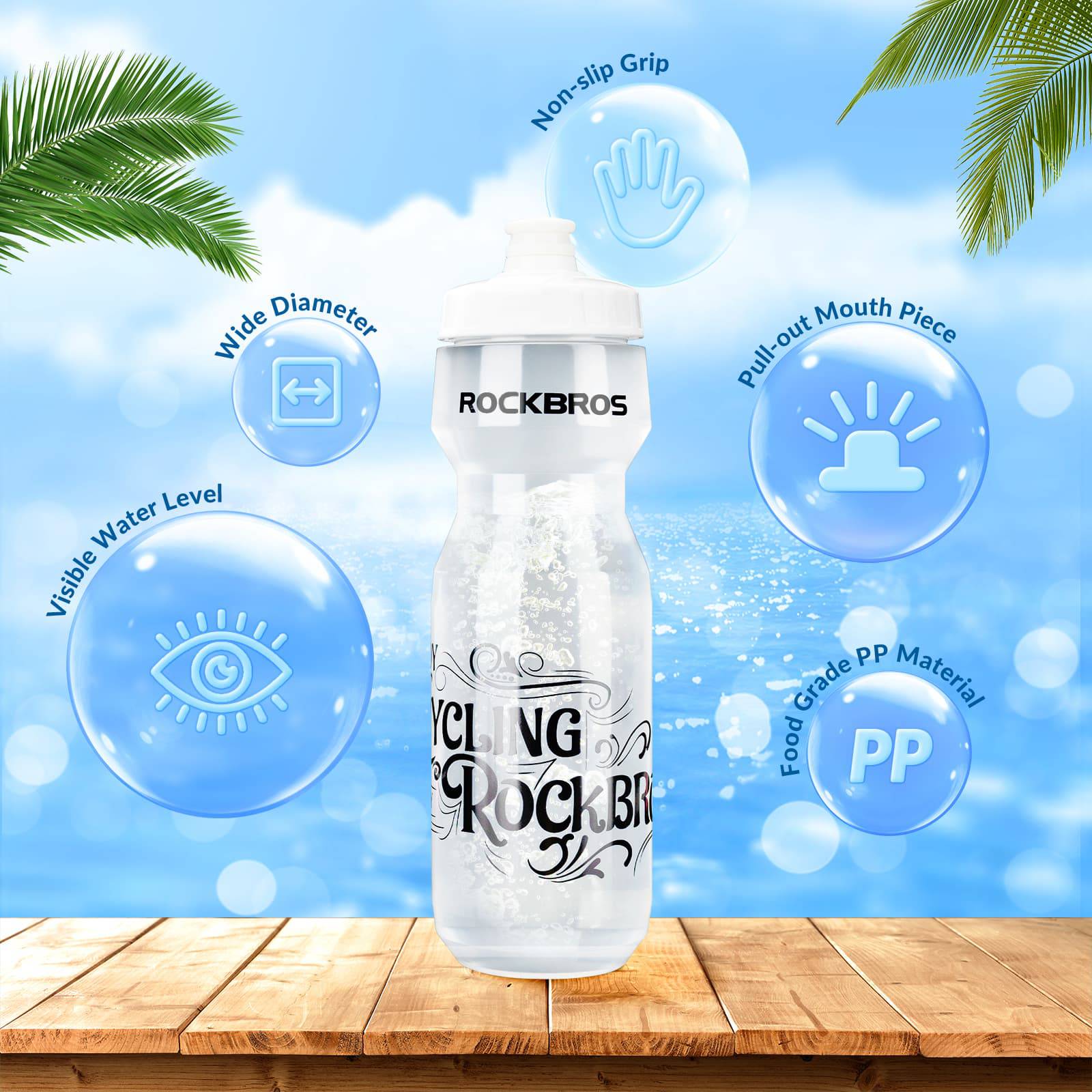 ROCKBROS Sport Trinkflasche 750ml Fahrrad Wasserflasche BPA-Frei - Image 3