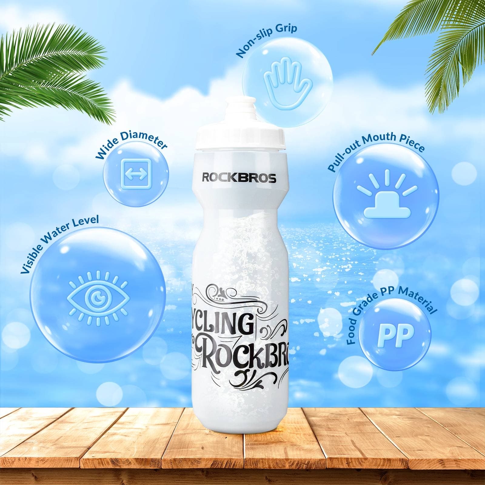 ROCKBROS Sport Trinkflasche 750ml Fahrrad Wasserflasche BPA-Frei - Image 9