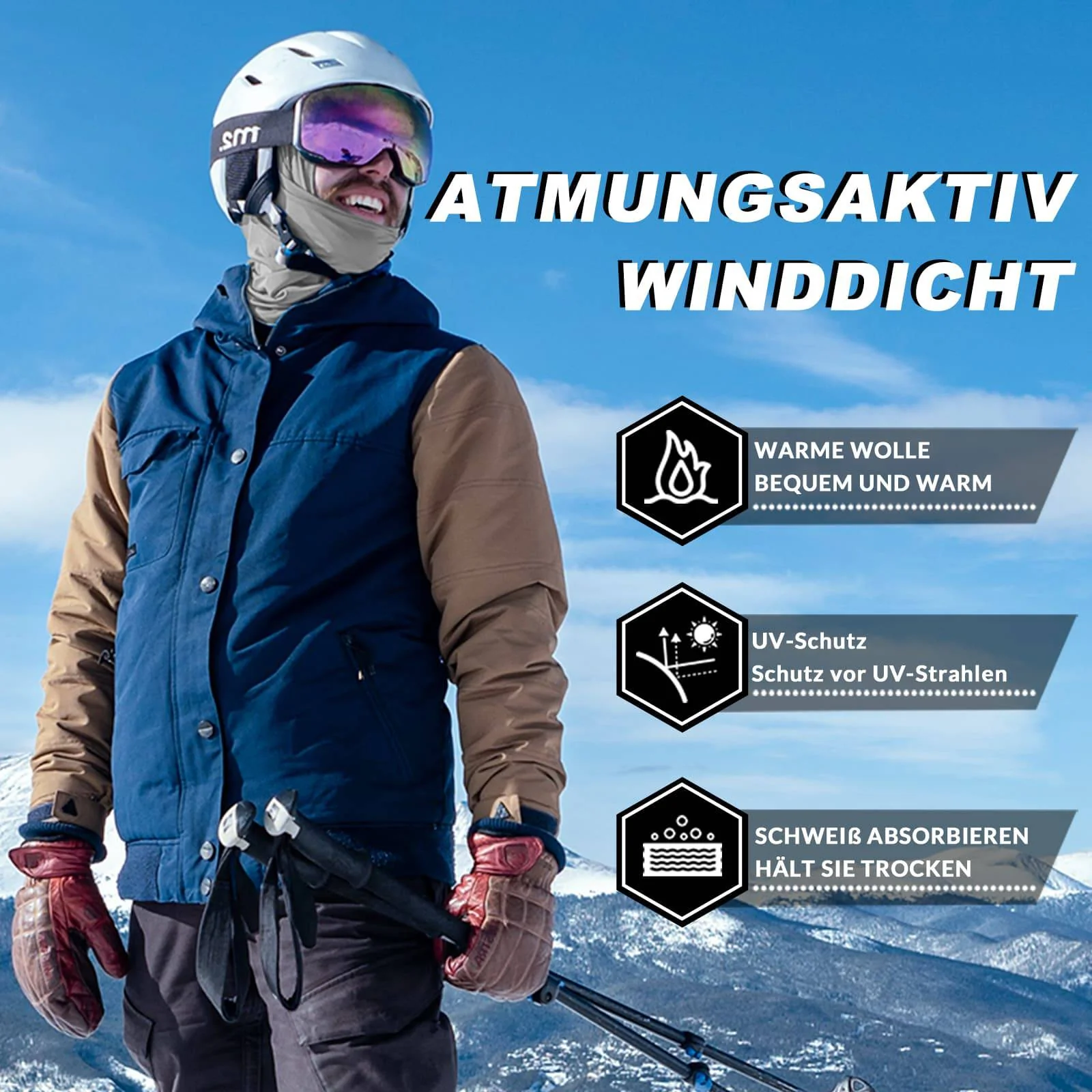 ROCKBROS Sturmhaube Herbst Winter Balaclava für Outdoorsports Unisex - Image 11