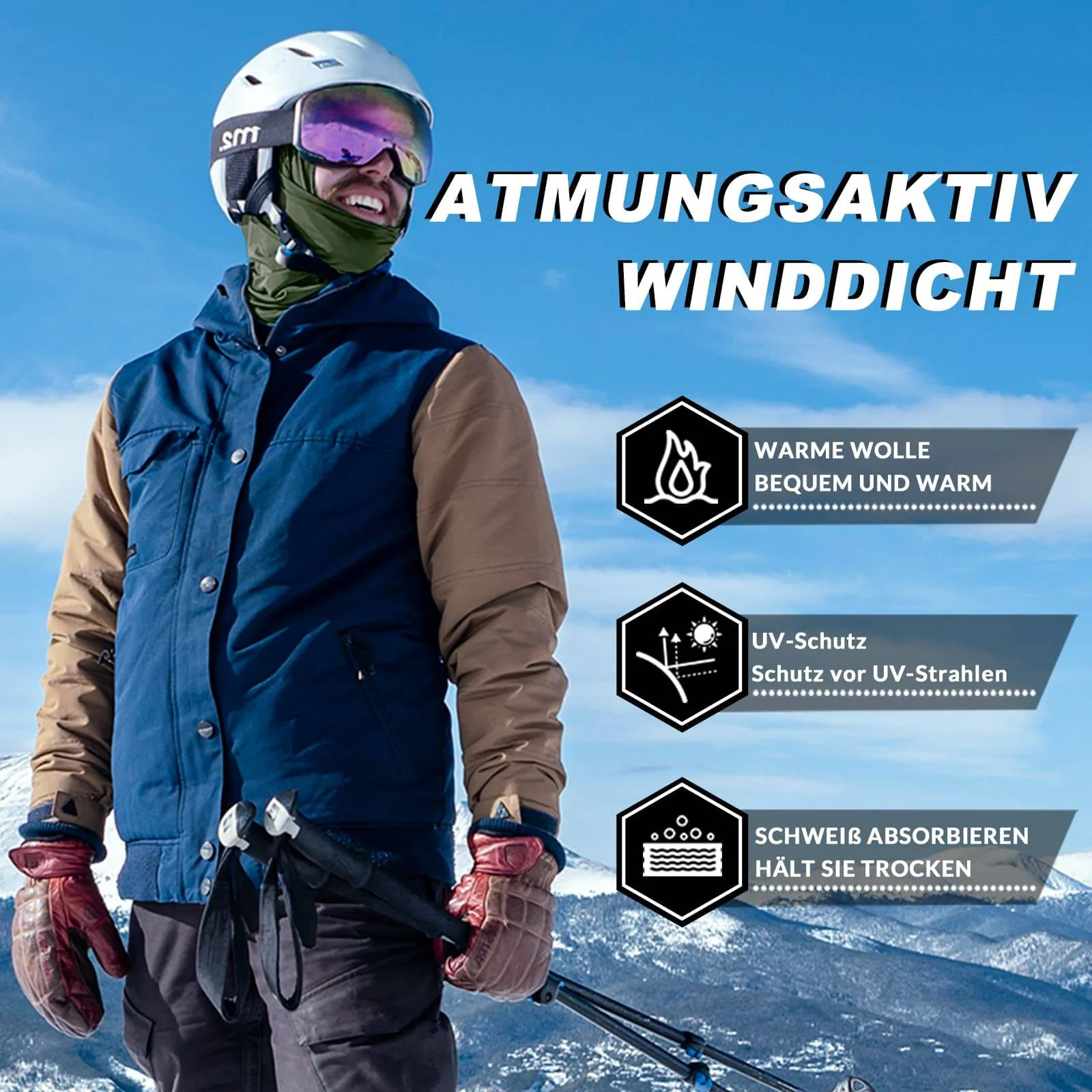 ROCKBROS Sturmhaube Herbst Winter Balaclava für Outdoorsports Unisex - Image 36