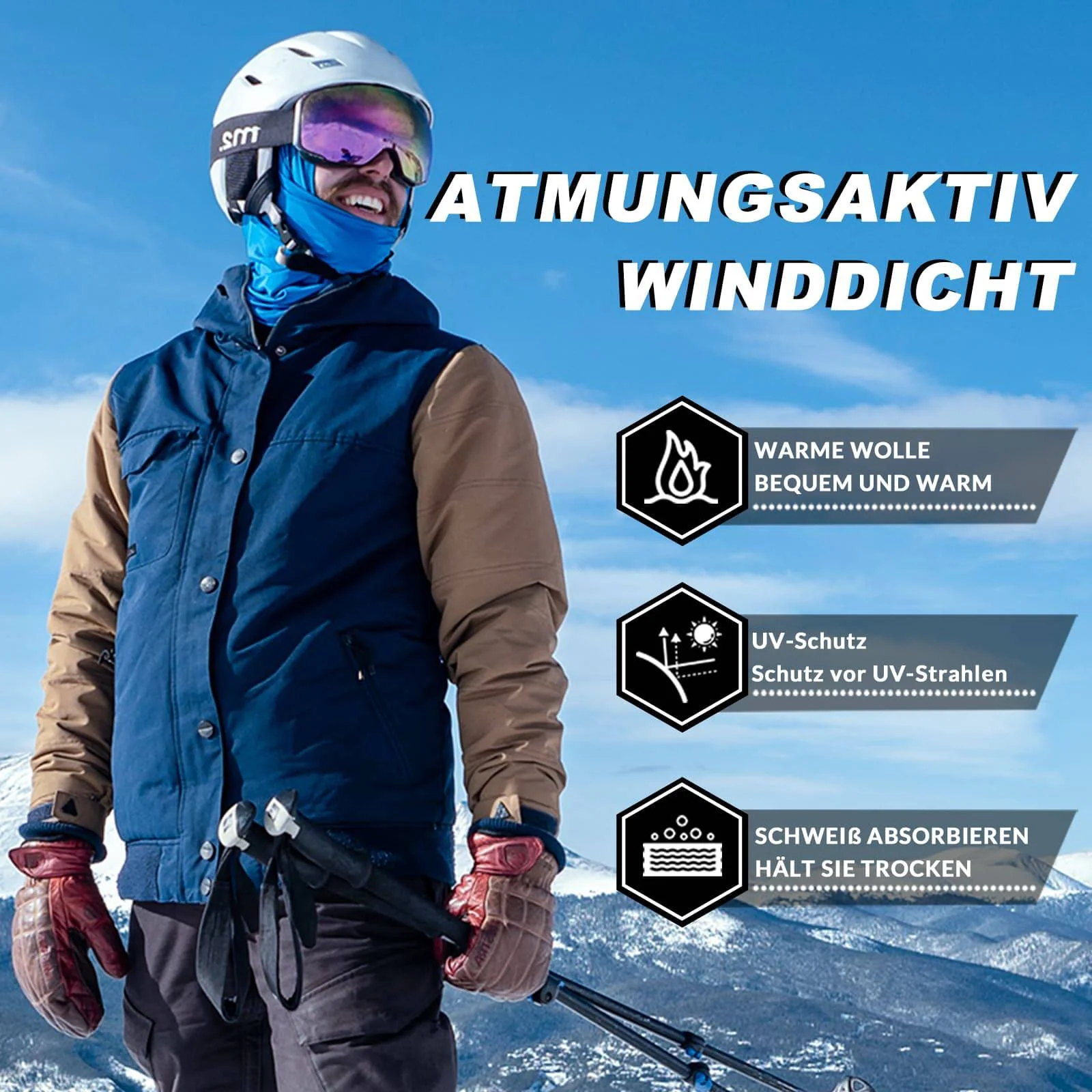ROCKBROS Sturmhaube Herbst Winter Balaclava für Outdoorsports Unisex - Image 45