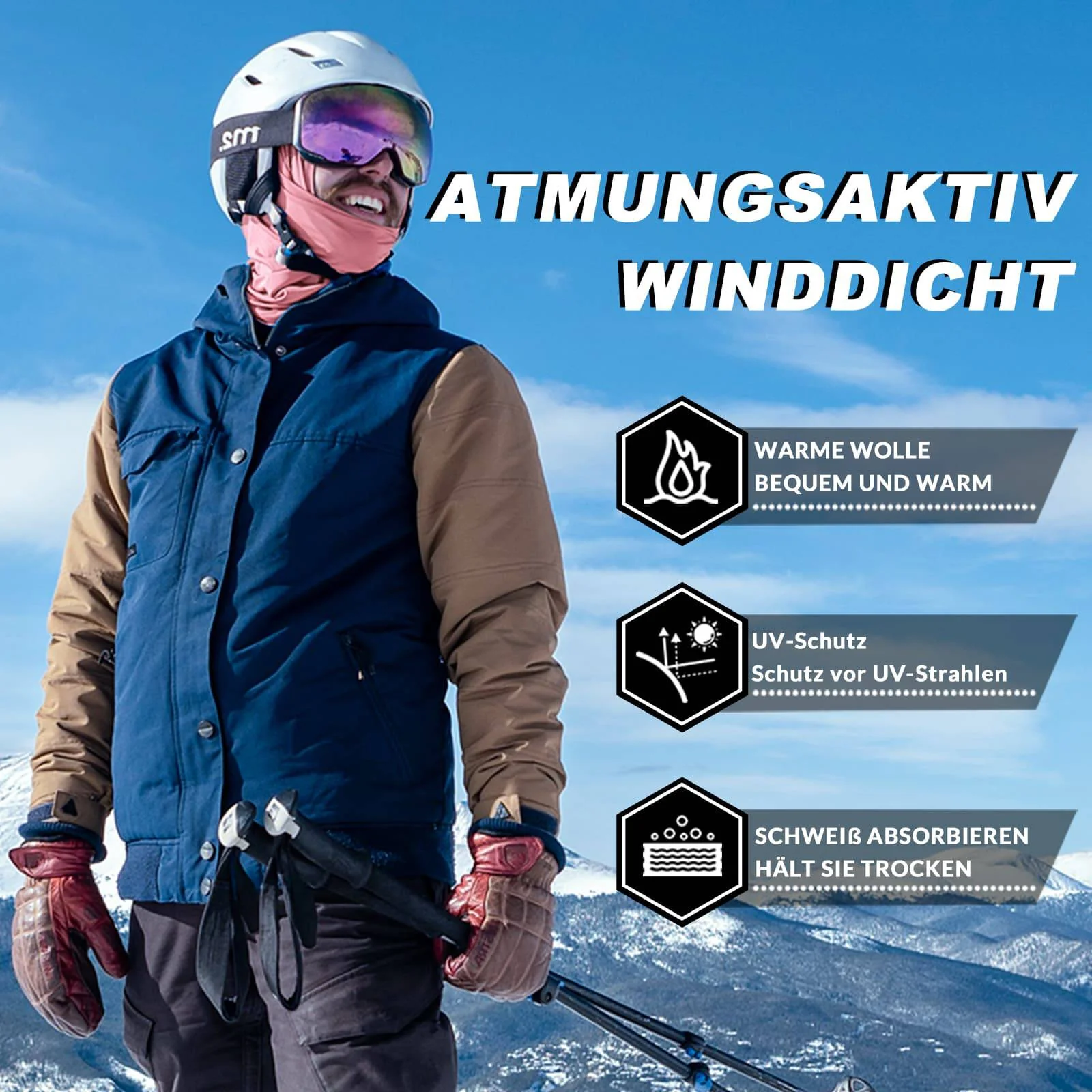 ROCKBROS Sturmhaube Herbst Winter Balaclava für Outdoorsports Unisex - Image 53