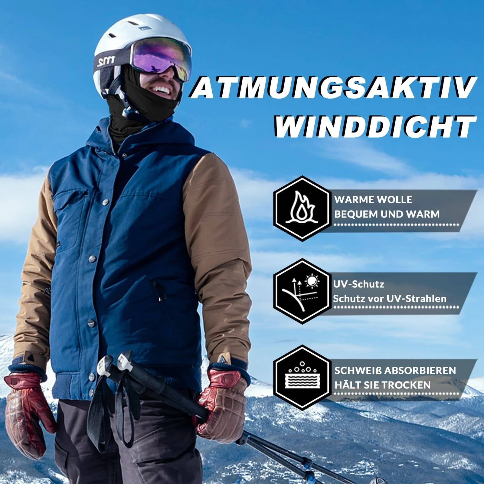 ROCKBROS Sturmhaube Herbst Winter Balaclava für Outdoorsports Unisex - Image 64