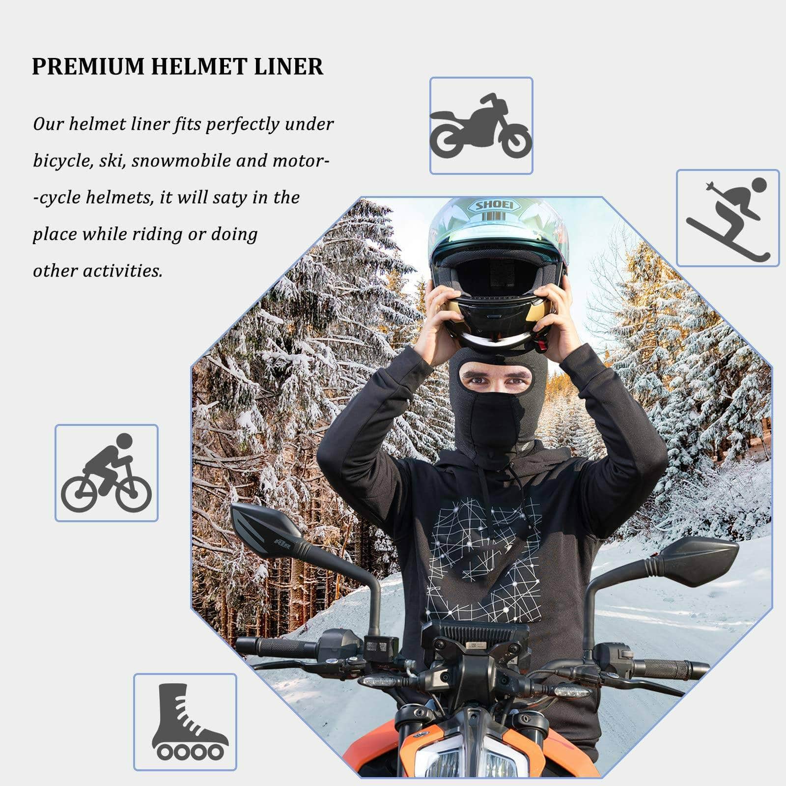 ROCKBROS Sturmhaube Warm Fahrrad Gesichtsmaske mit Brillenloch 54-62CM Unisex - Image 8