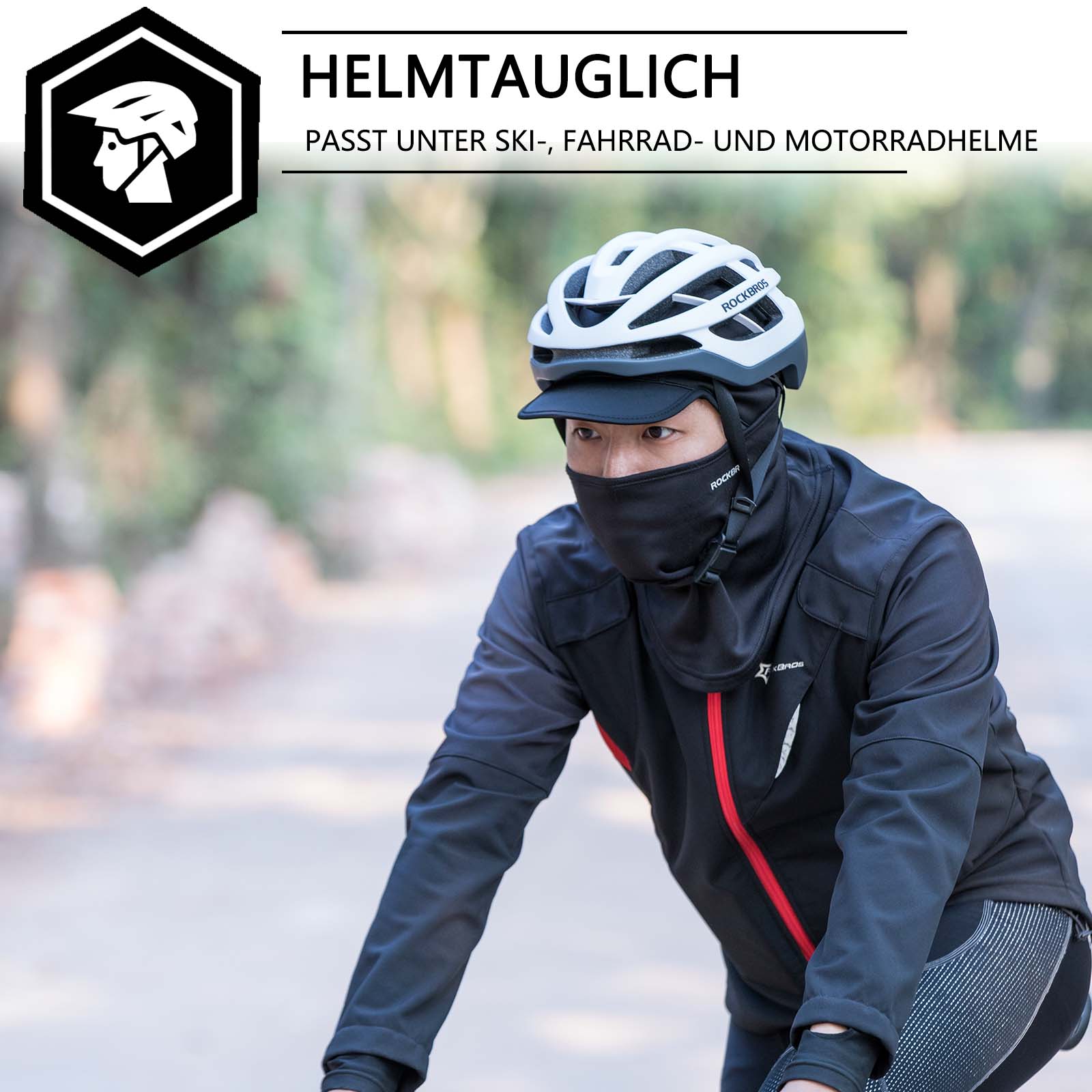ROCKBROS Winter Sturmhaube Balaclava Warm Sturmmaske Unisex Schwarz - Image 5
